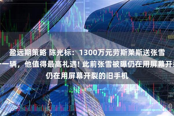 盈远期策略 陈光标：1300万元劳斯莱斯送张雪，中国唯一一辆，他值得最高礼遇! 此前张雪被曝仍在用屏幕开裂的旧手机